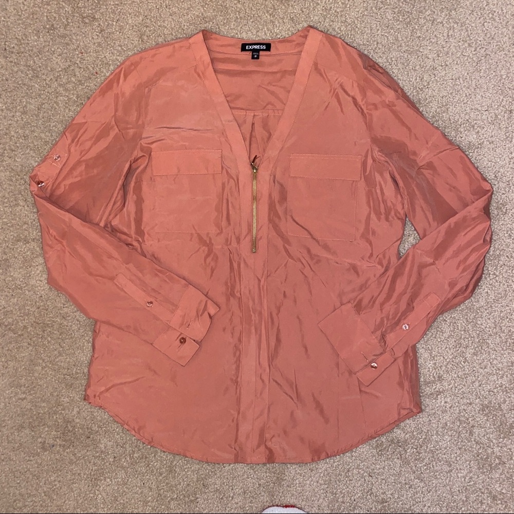 Express Half Zip Blouse With Adjustable Sleeves - image 1